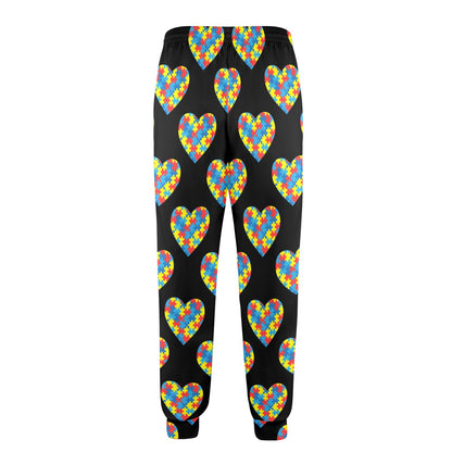 Autism Awareness Heart Design Print Men's Casual Track Pants