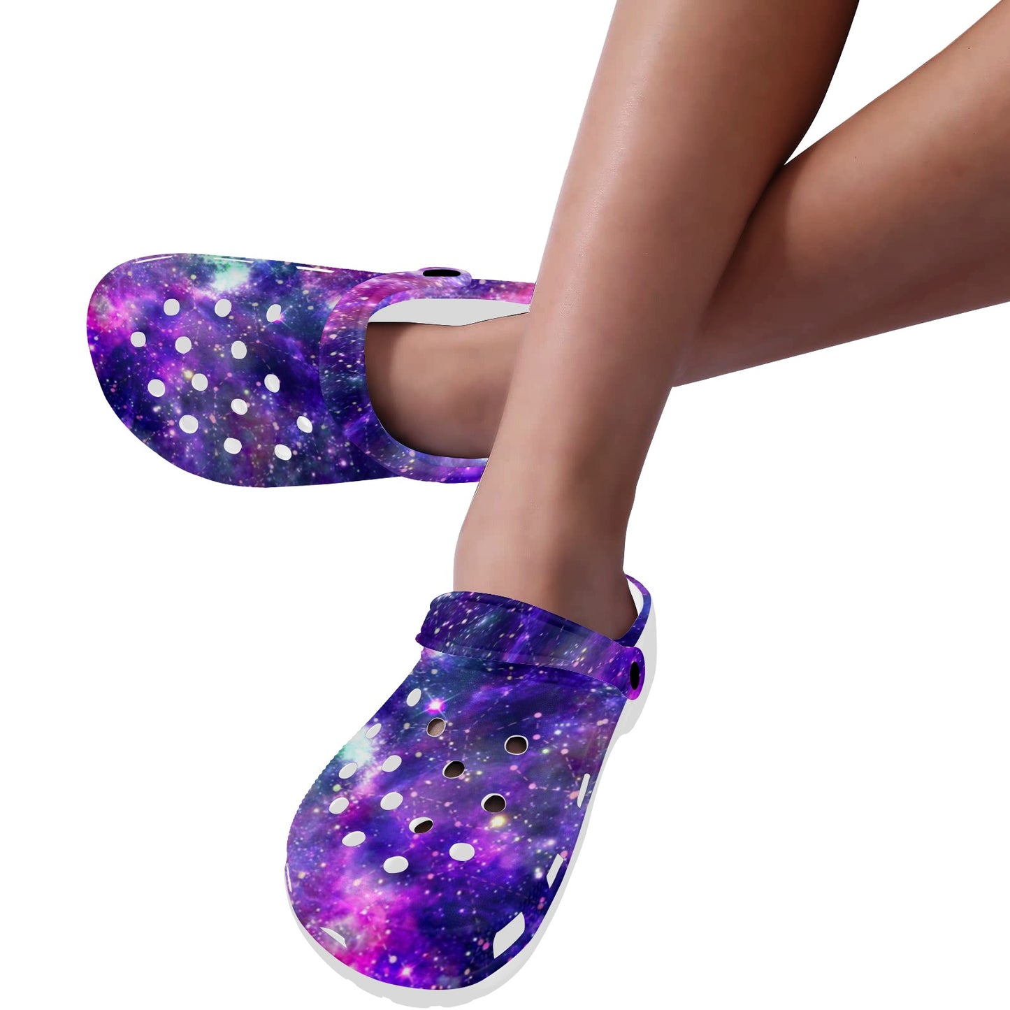 Galaxy Night Stardust Space Print Unisex Clogs Shoes