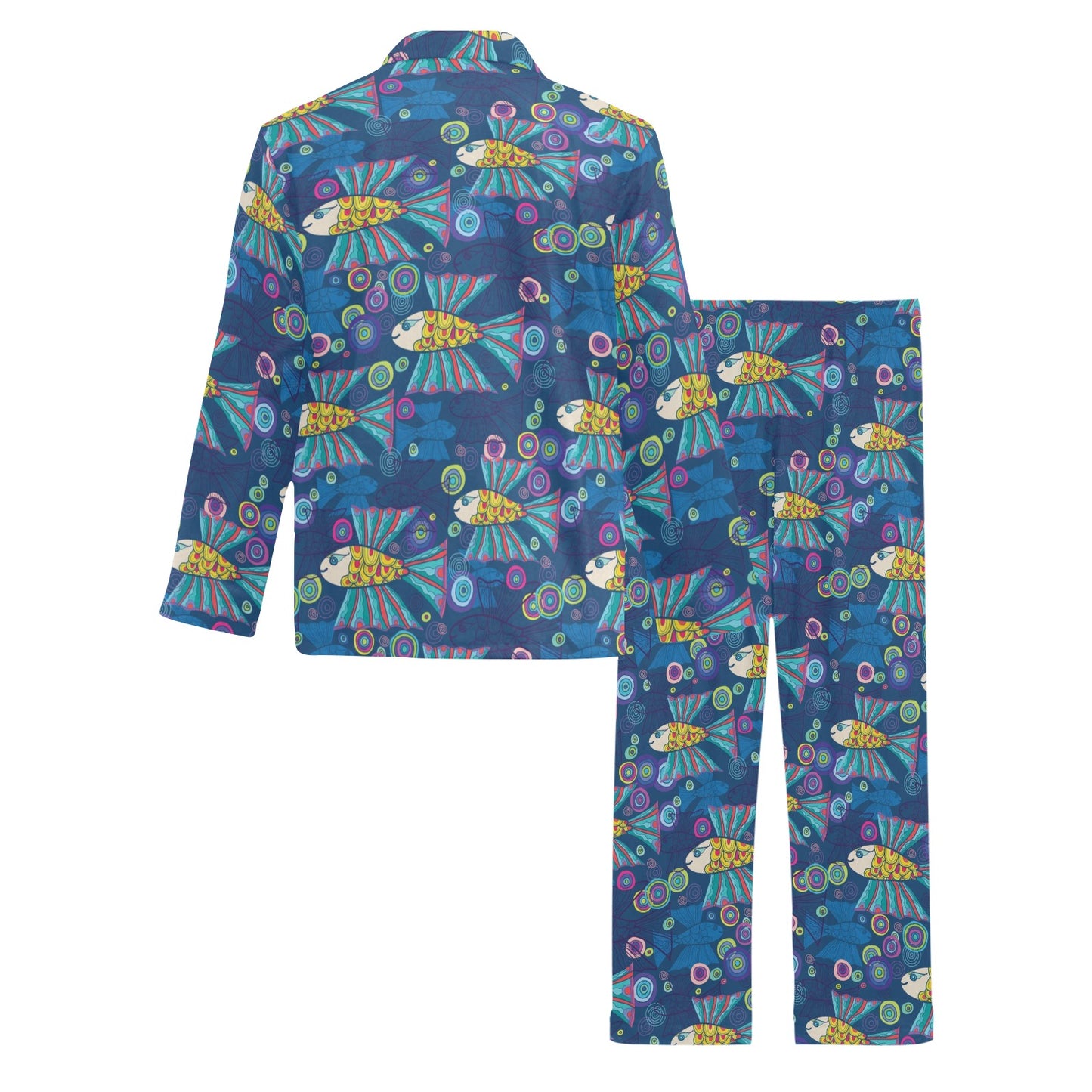 Flying Fish Pattern Print Design 01 Men's Long Pajama Set