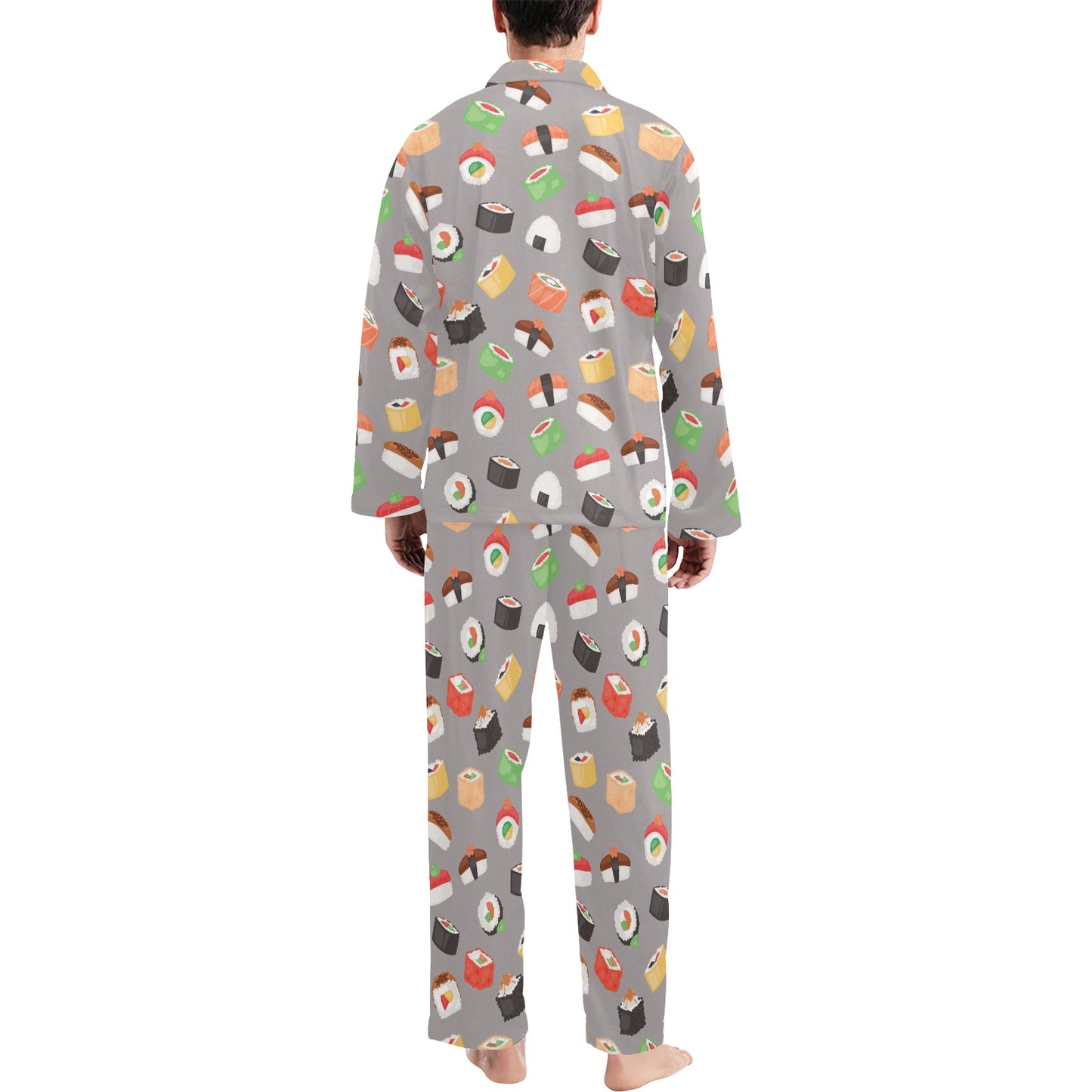 Sushi Print Design LKS307 Men's Long Pajama Set