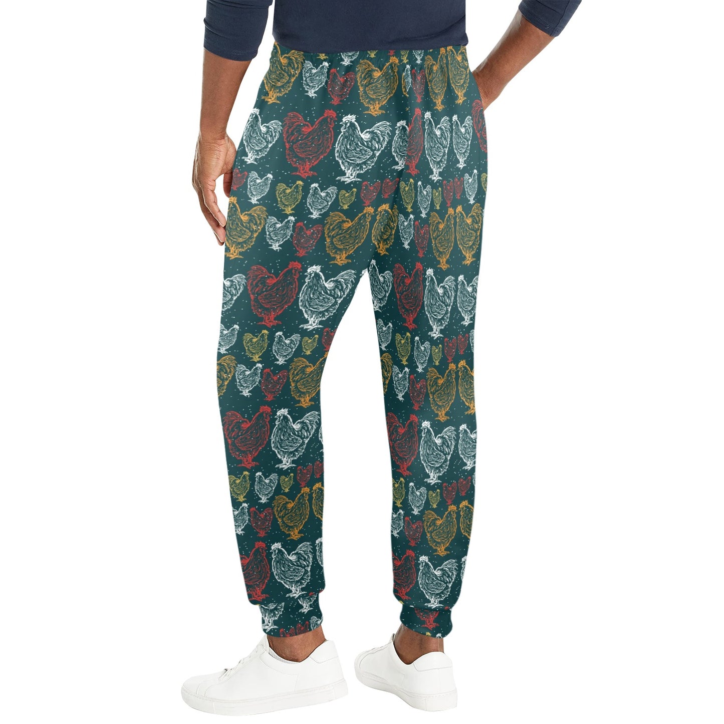 Rooster Hand Draw Design Men's Casual Track Pants