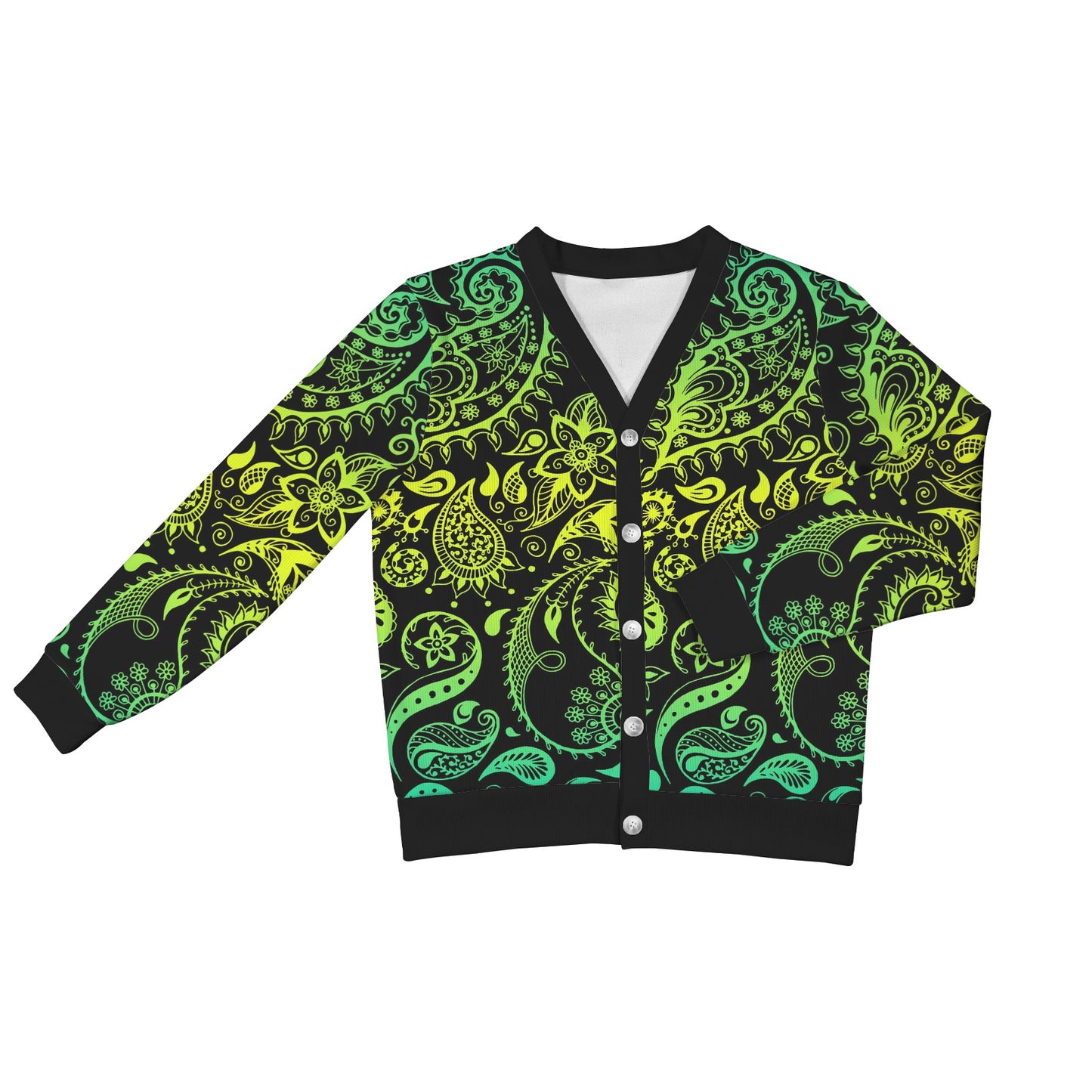 Paisley Green Design Print Women's Cardigan