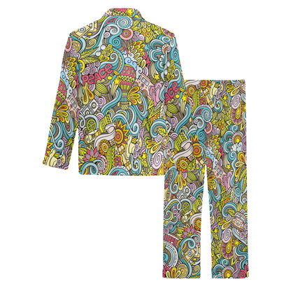 Hippie Print Design LKS301 Men's Long Pajama Set