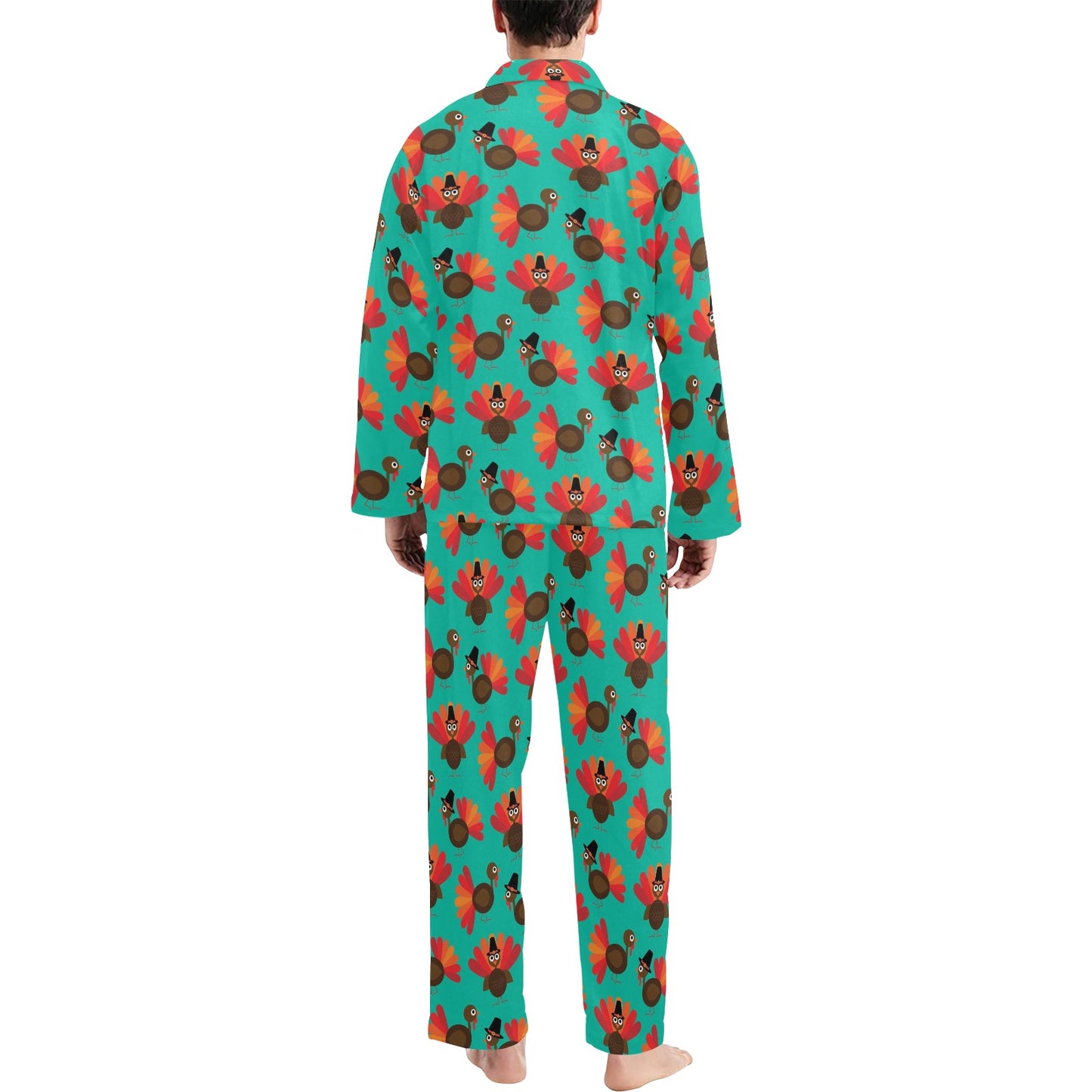 Thanksgiving Print Design LKS307 Men's Long Pajama Set