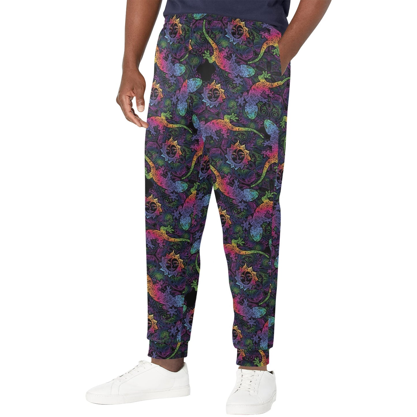 Gecko Rainbow Pattern Print Design 03 Men's Casual Track Pants
