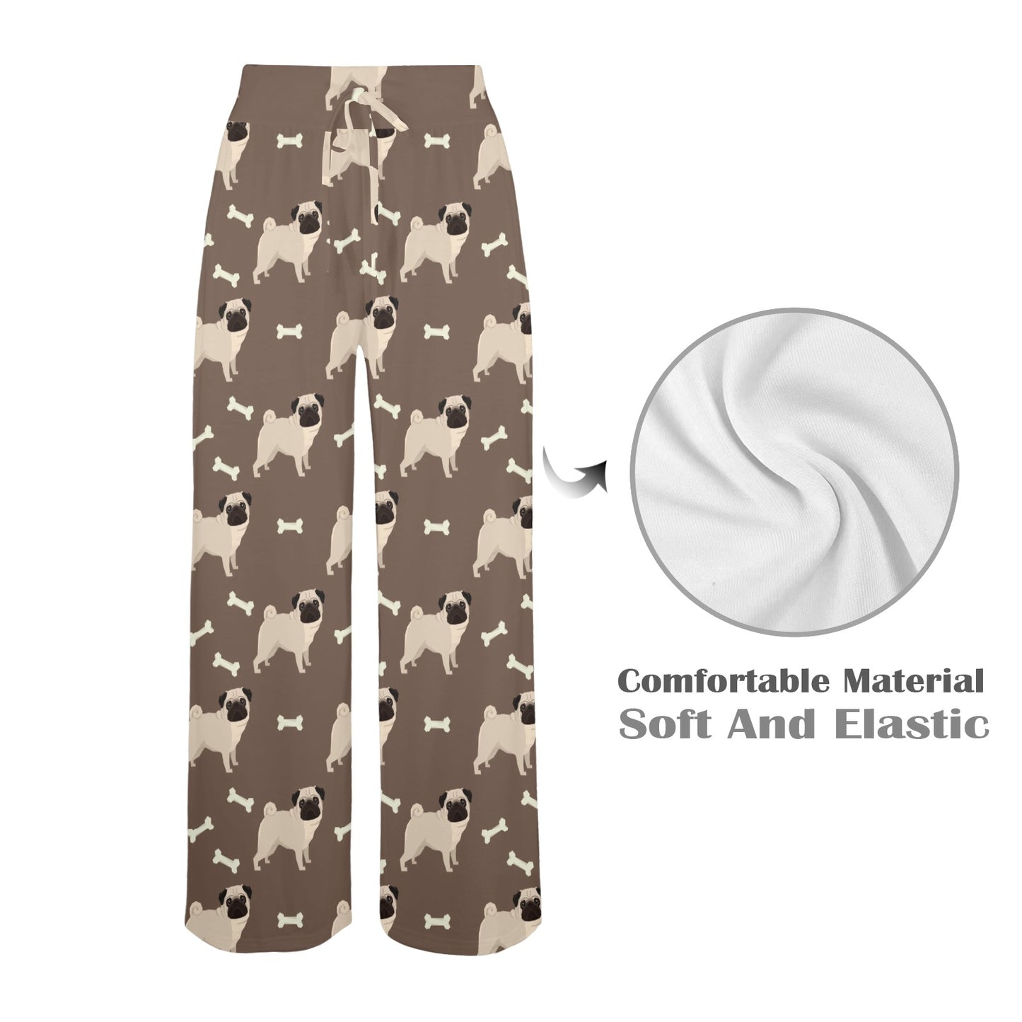 Pug Pattern Print Design A02 Women's Wide Leg Lounge Pants