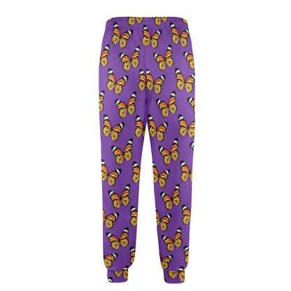 Monarch Butterfly Purple Print Pattern Men's Casual Track Pants