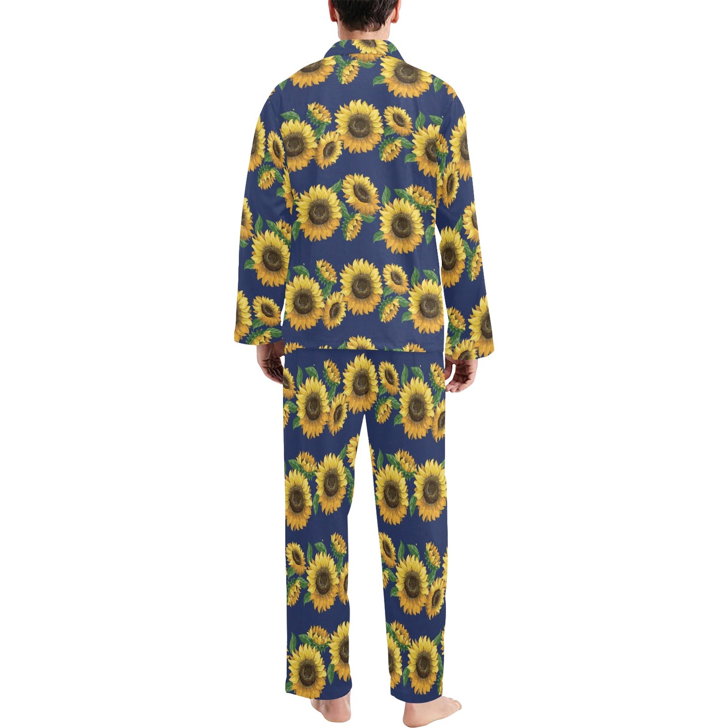 Sunflower Print Design LKS307 Men's Long Pajama Set