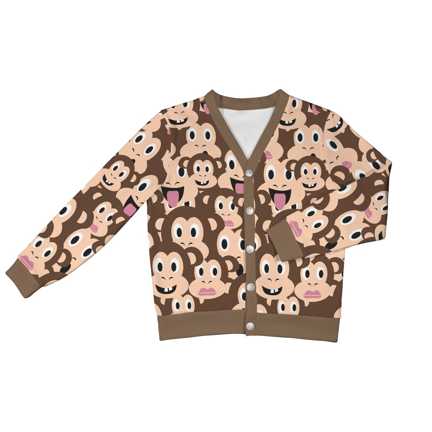 Emoji Monkey Print Pattern Women's Cardigan