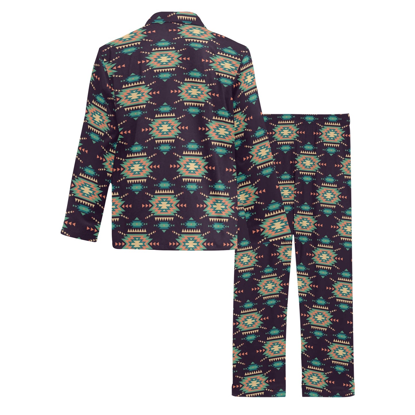 Navajo Geometric Style Print Pattern Men's Long Pajama Set
