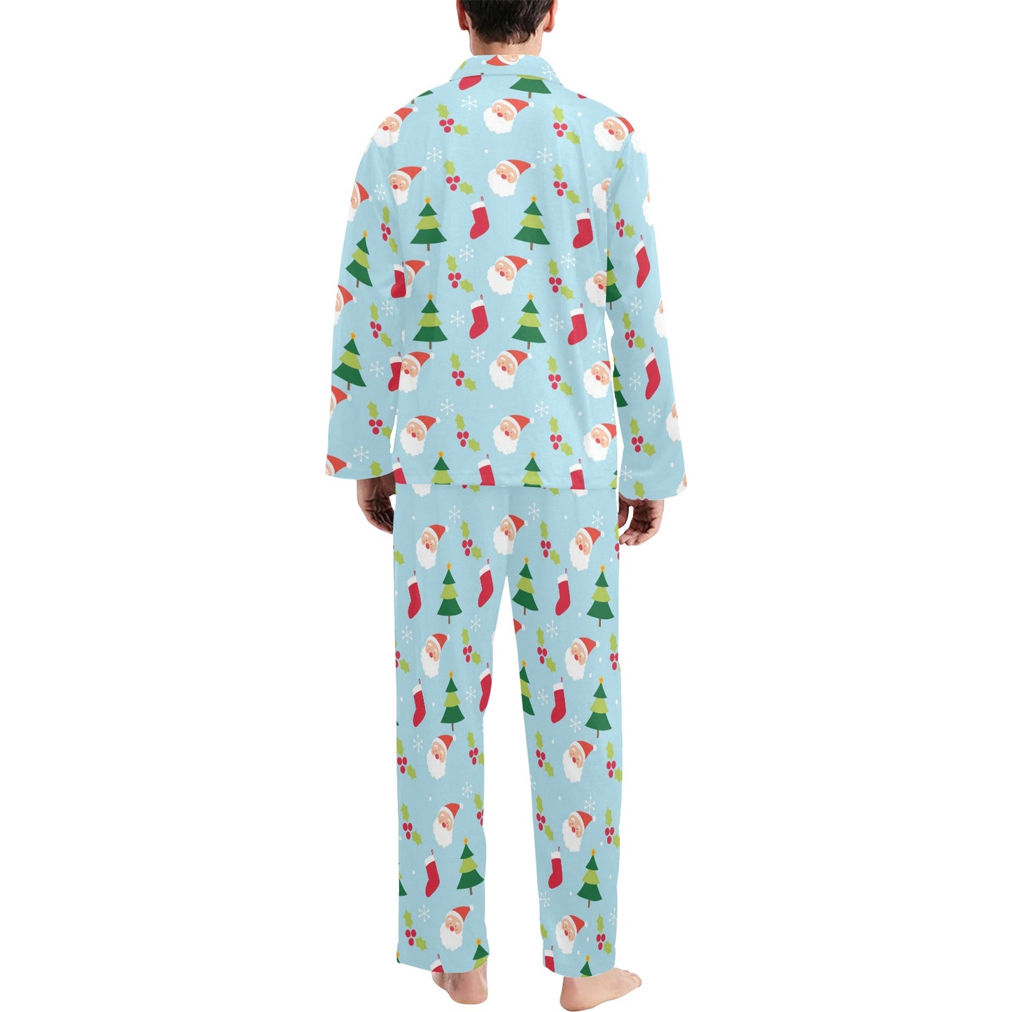 Santa Themed Print Design LKS301 Men's Long Pajama Set