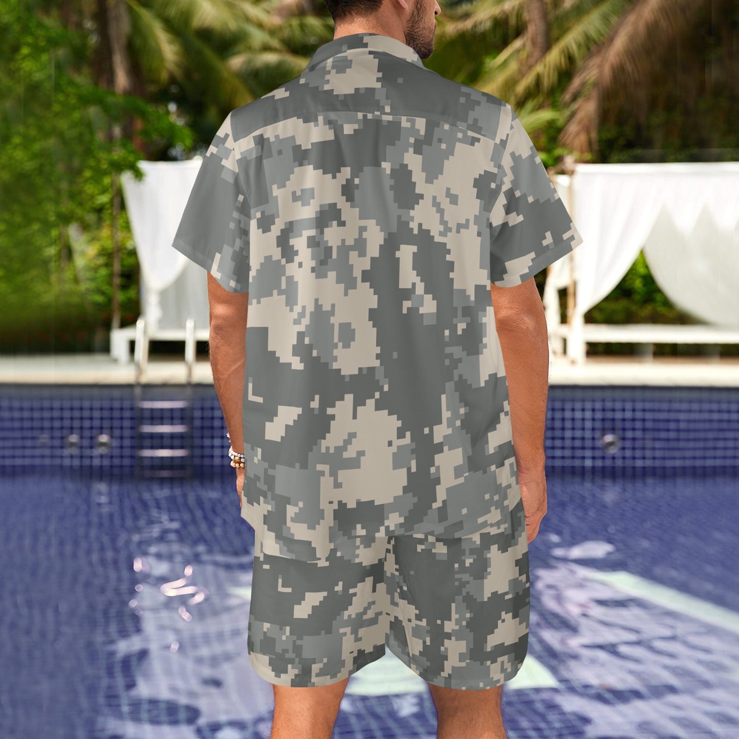 ACU Digital Camouflage Men's Beach Shirt and Shorts Set