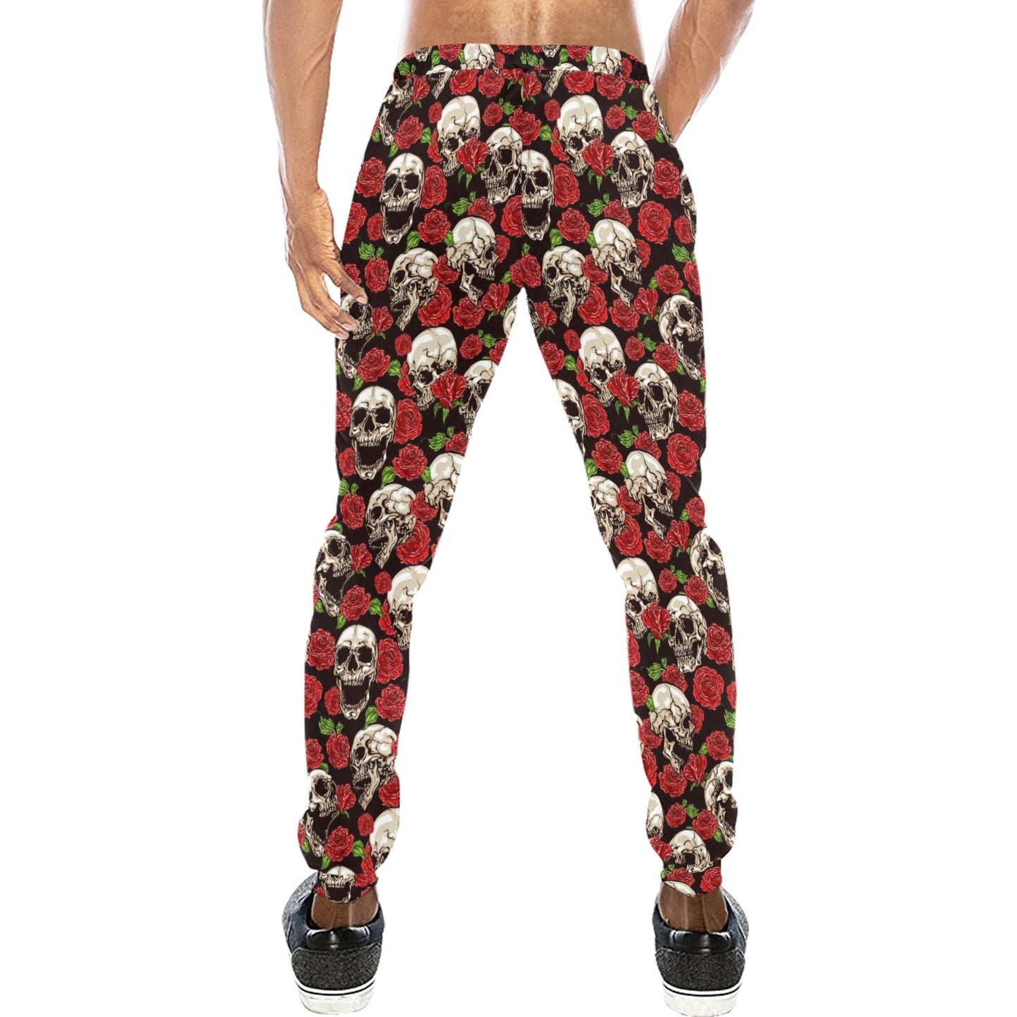 Skull Roses Design Themed Print Men's Sweatpants