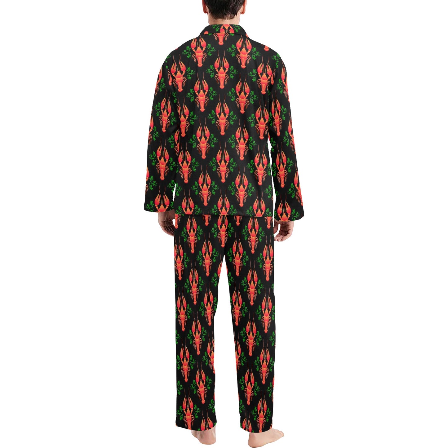 Lobster Print Design LKS403 Men's Long Pajama Set