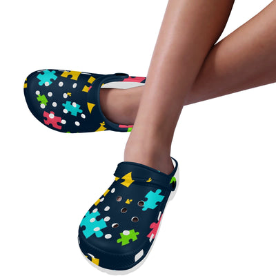 Autism Awareness Colorful Design Print Unisex Clogs Shoes