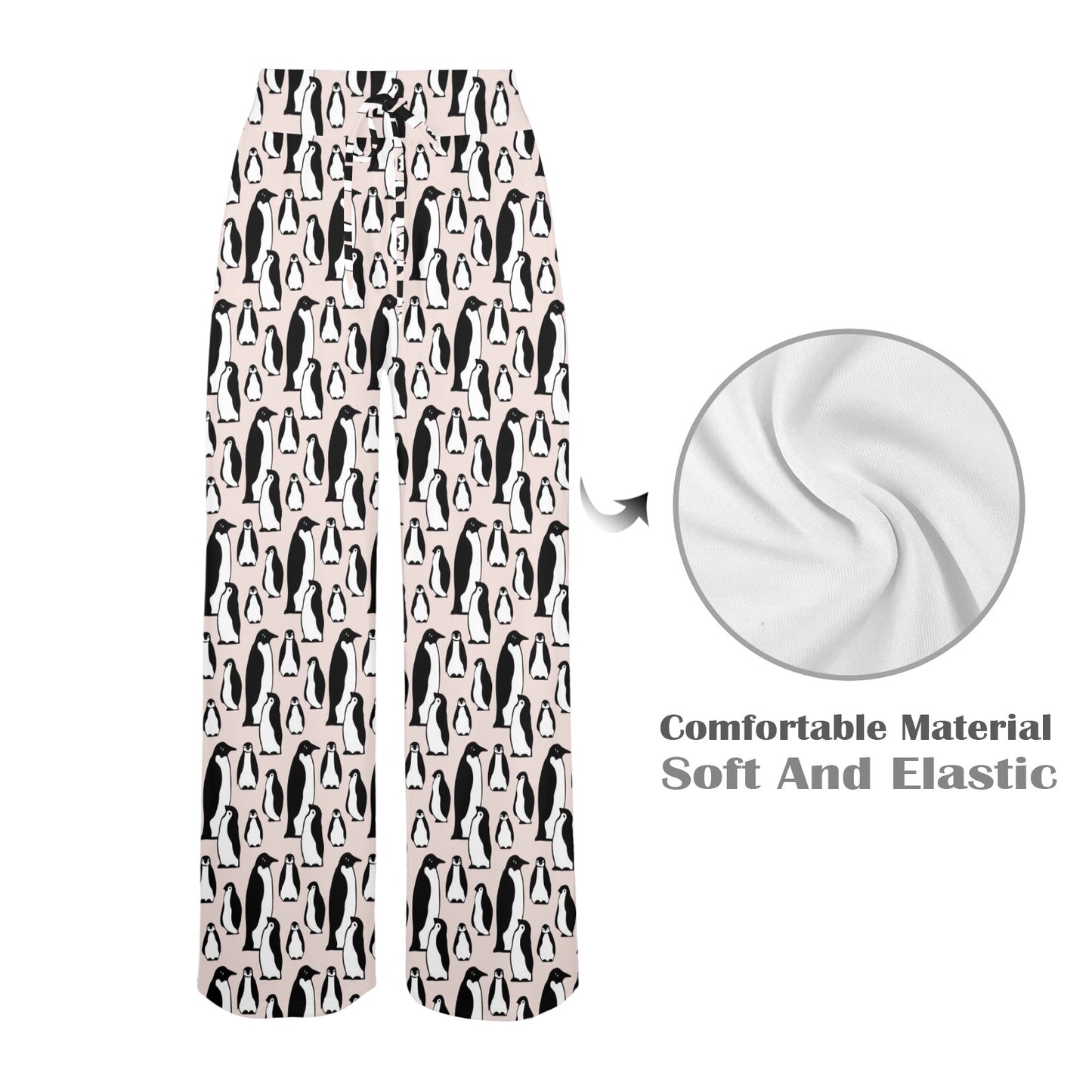 Penguin Themed Women's Wide Leg Lounge Pants