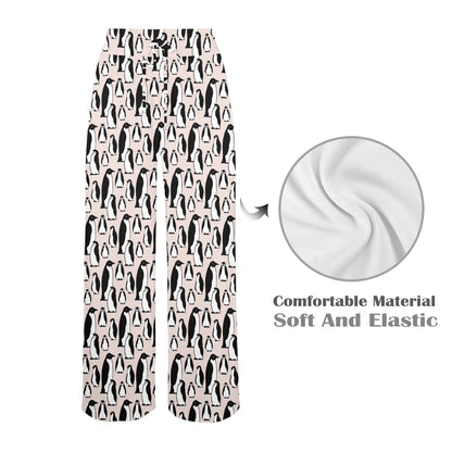 Penguin Themed Women's Wide Leg Lounge Pants
