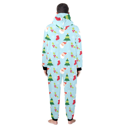 Santa Themed Print Design LKS301 Hooded Fleece Onesie Pajama Jumpsuit