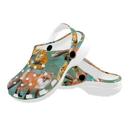 Fox Autumn leaves Themed Unisex Clogs Shoes