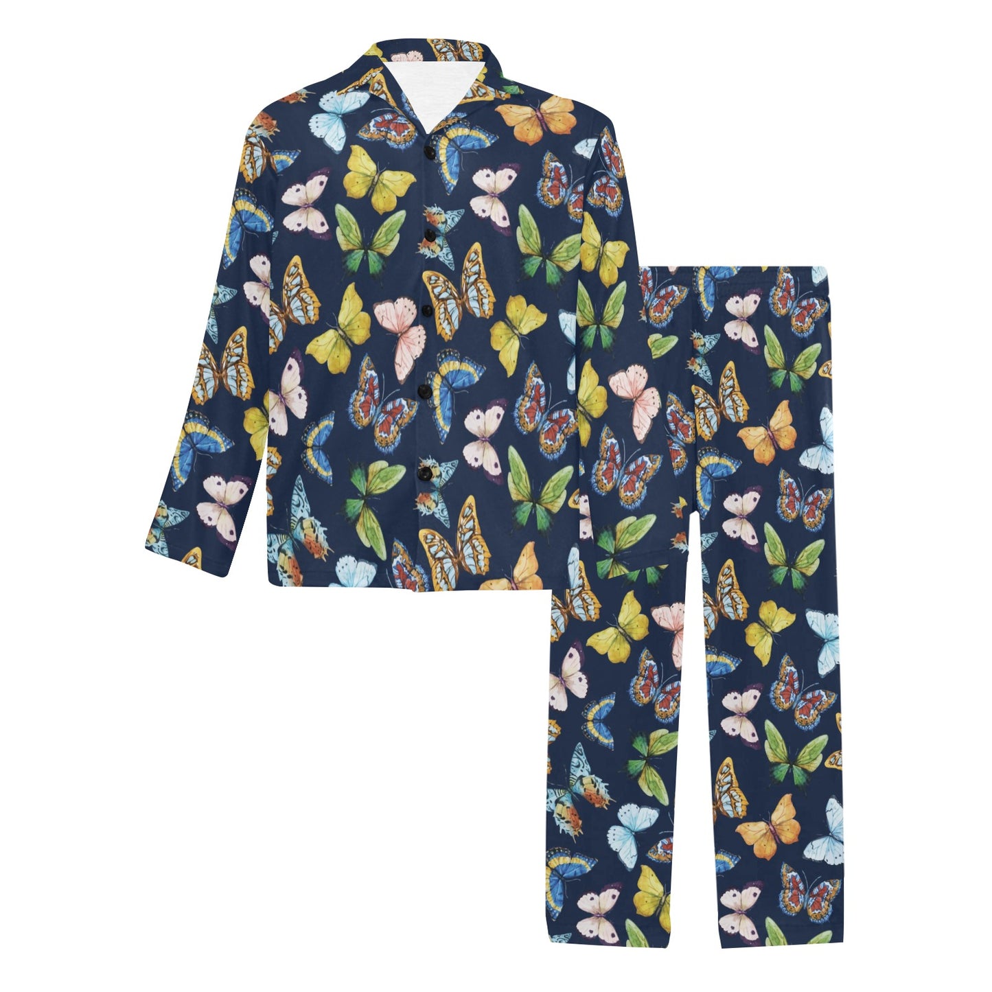 Butterfly Beautiful Print Pattern Men's Long Pajama Set