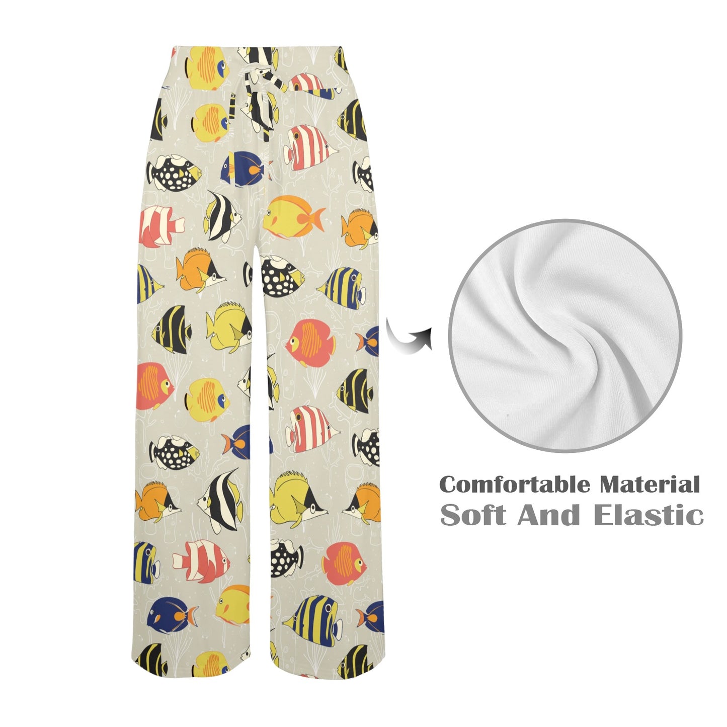 Angelfish Print Design LKS401 Women's Wide Leg Lounge Pants