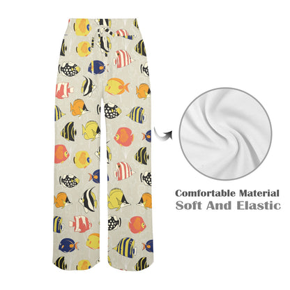 Angelfish Print Design LKS401 Women's Wide Leg Lounge Pants
