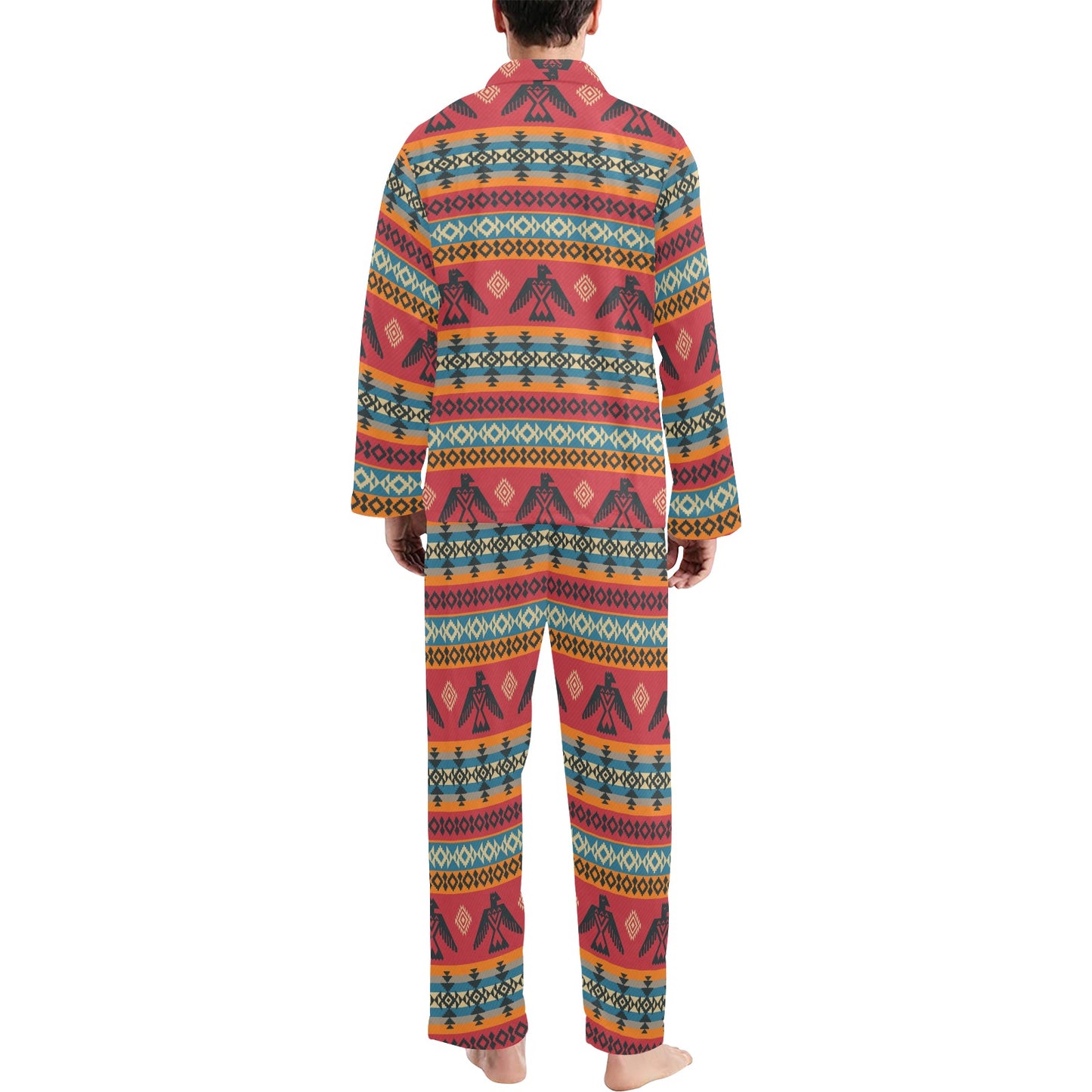 Eagles Native American Design Men's Long Pajama Set