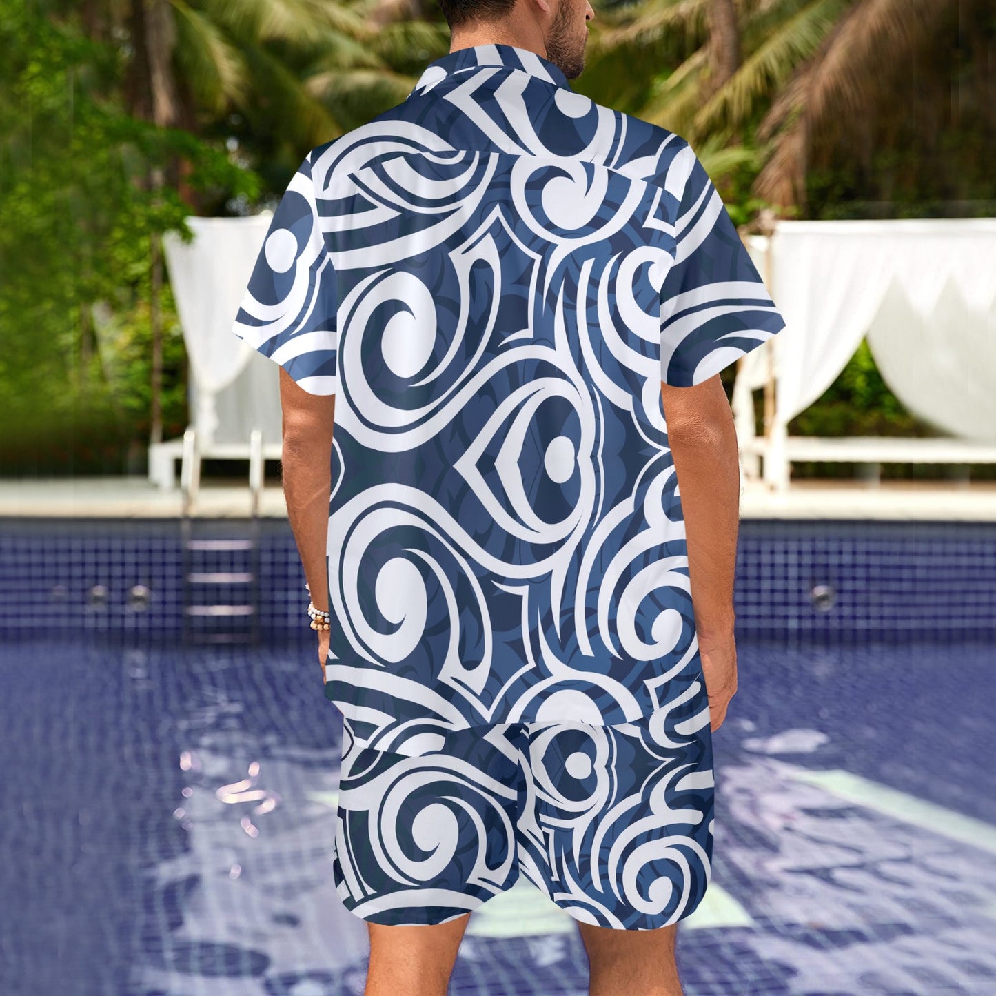 Maori Pattern Print Design 01 Men's Beach Shirt and Shorts Set