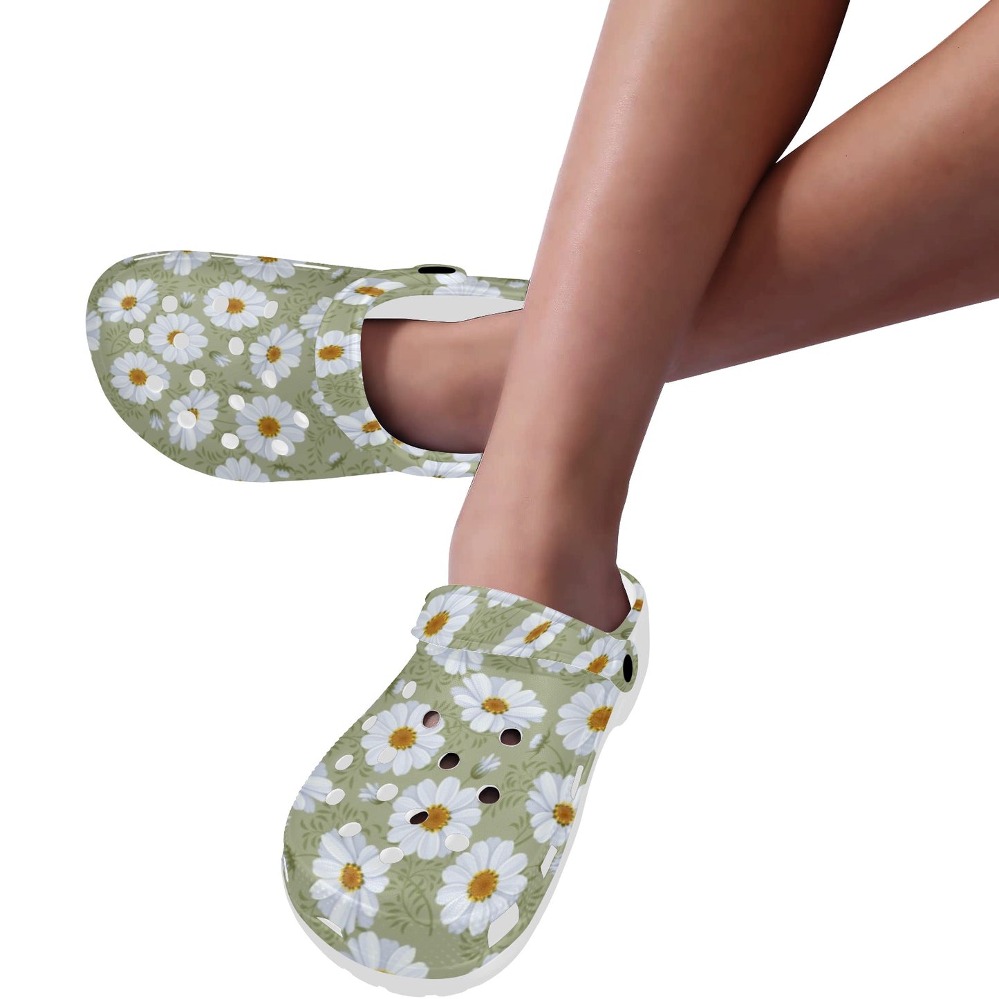 Daisy Yellow Print Pattern Unisex Clogs Shoes