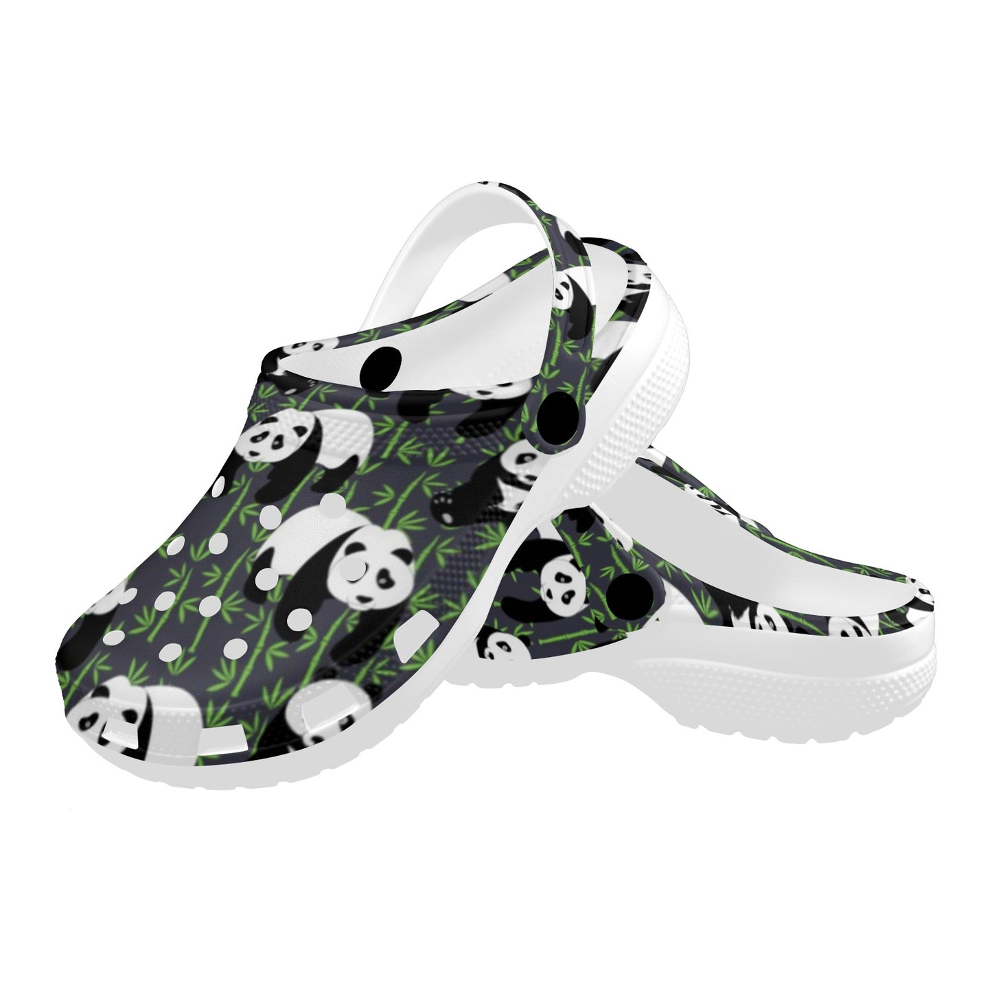 Panda Bear Bamboo Themed Print Unisex Clogs Shoes