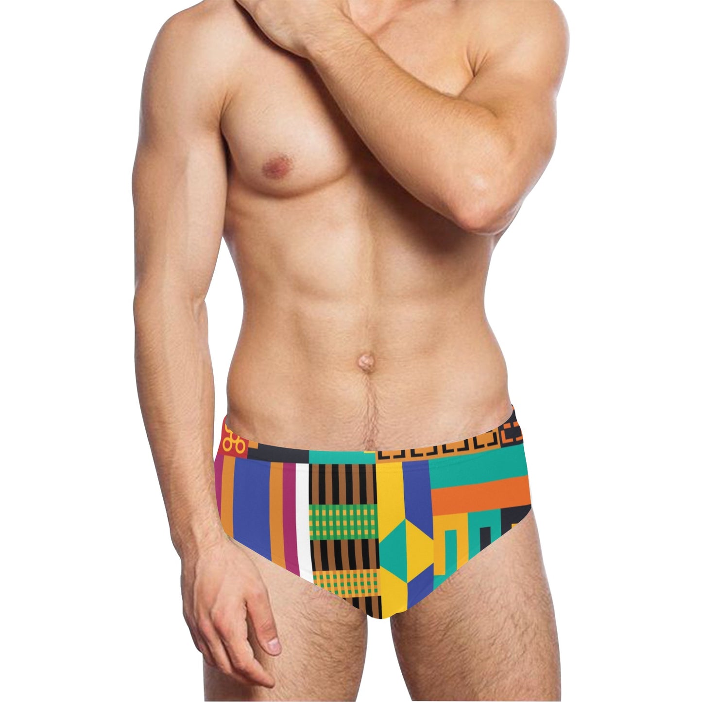 Kente Pattern Print Design 03 Men's Swimming Briefs