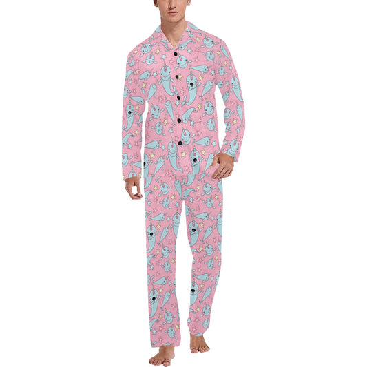 Narwhal Cartoon Cute Print Men's Long Pajama Set