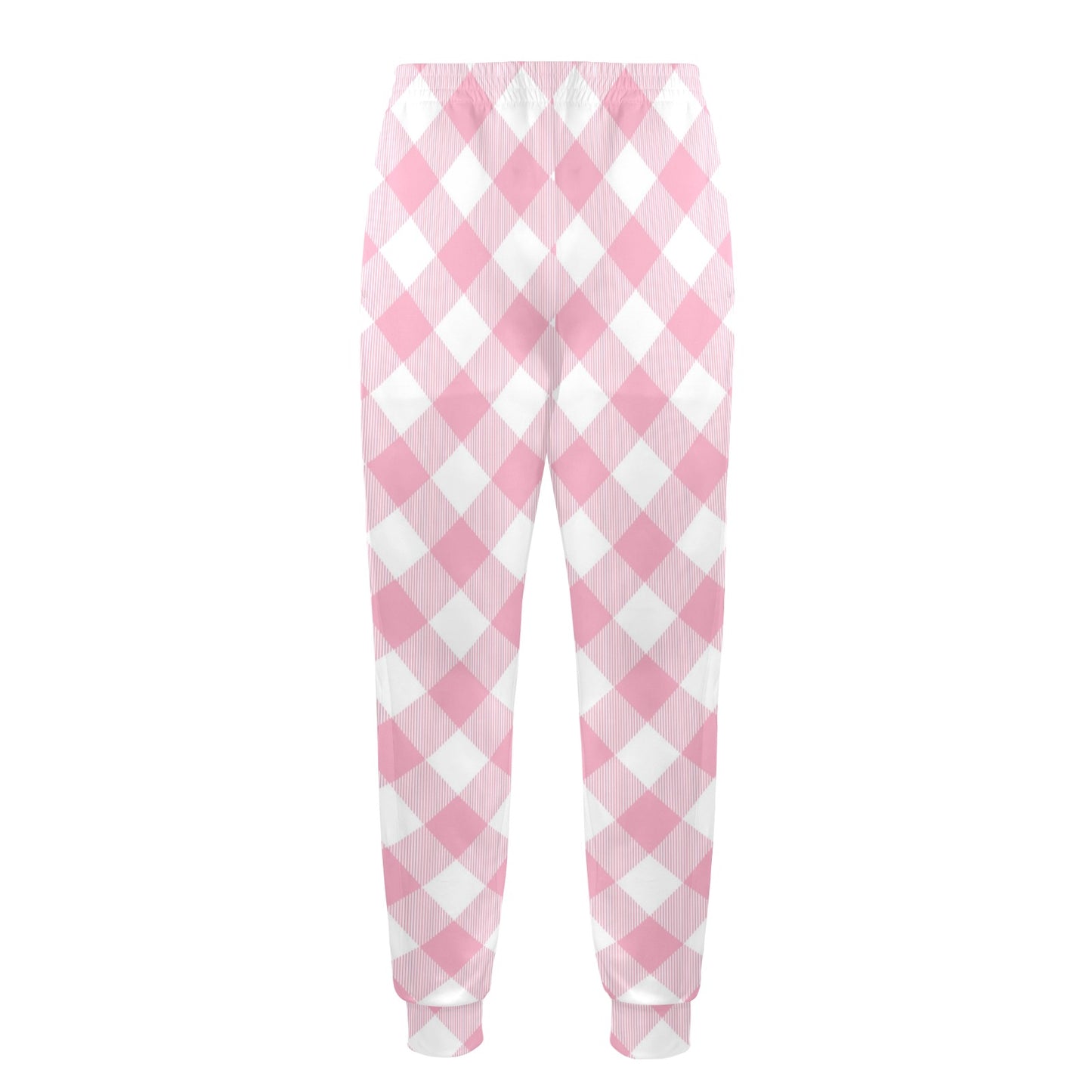 Gingham Pink Pattern Print Design 02 Men's Casual Track Pants