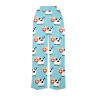 Cattle Cute Pattern Print Design 01 Women's Wide Leg Lounge Pants