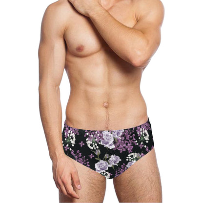 Lilac Pattern Print Design LI04 Men's Swimming Briefs