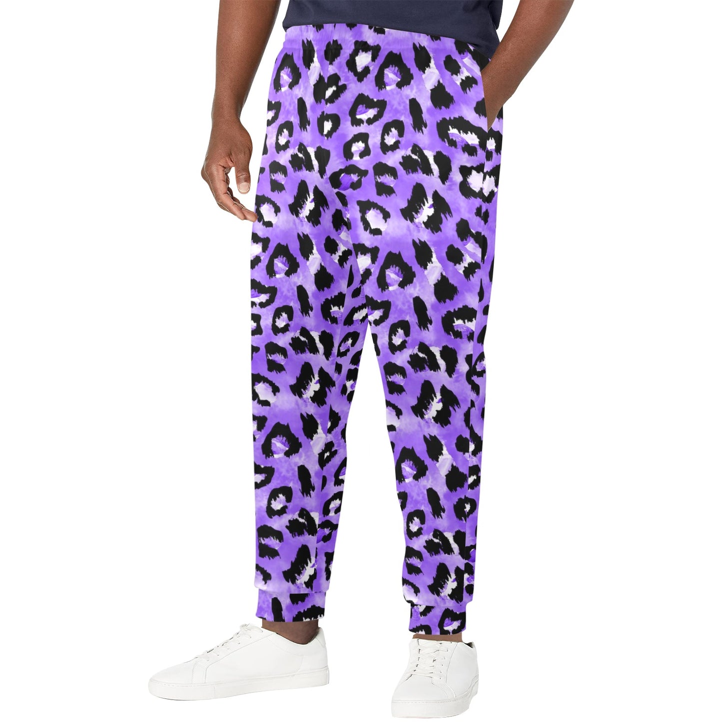 Leopard Purple Skin Print Men's Casual Track Pants