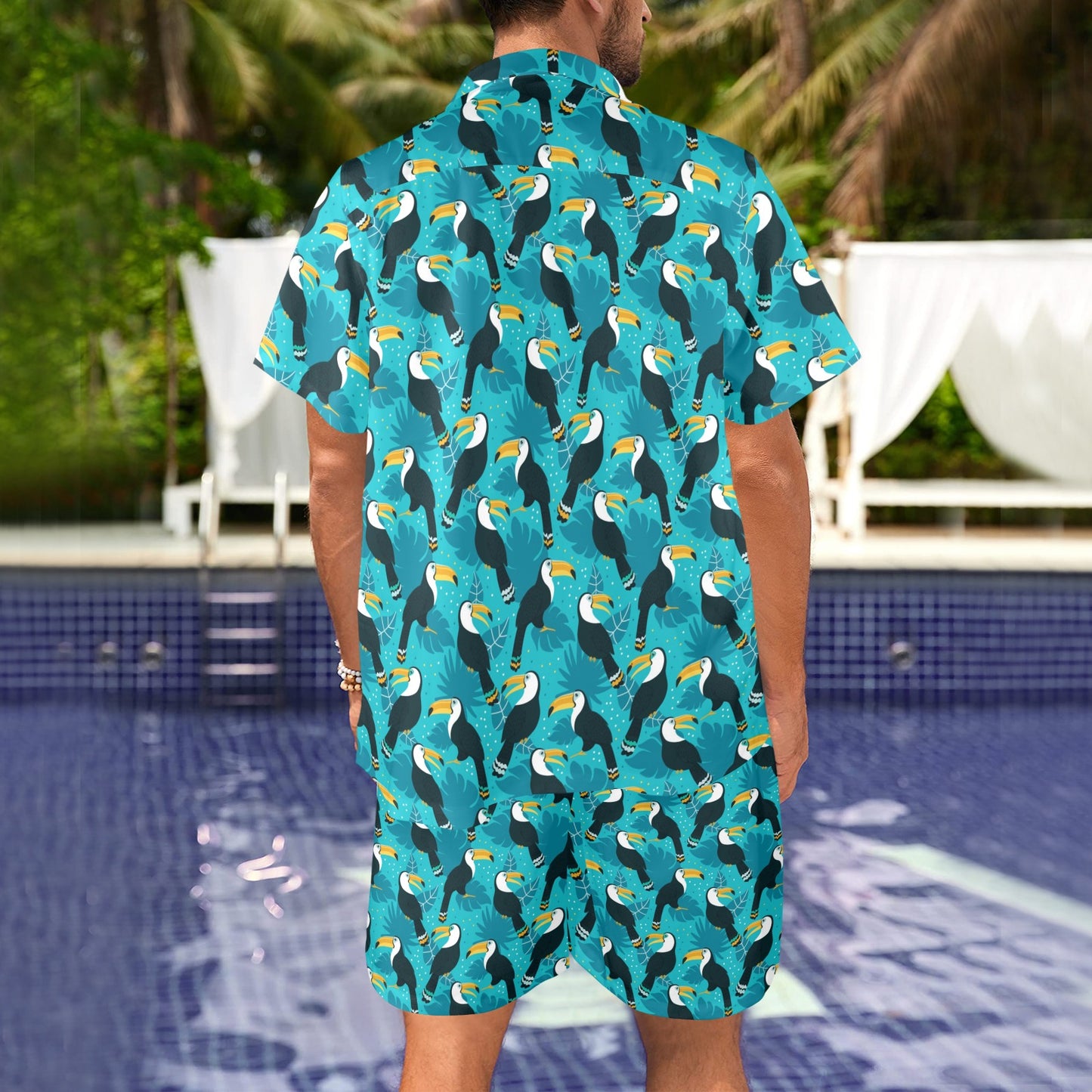 Toucan Parrot Pattern Print Men's Beach Shirt and Shorts Set