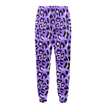 Leopard Purple Skin Print Men's Casual Track Pants