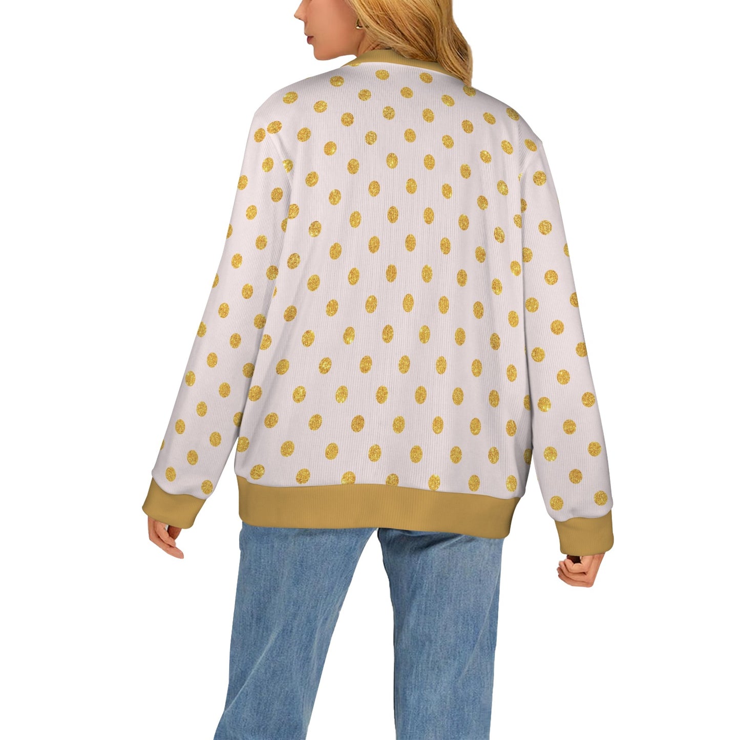 Polka Dot Gold Pink Pattern Print Design 01 Women's Cardigan