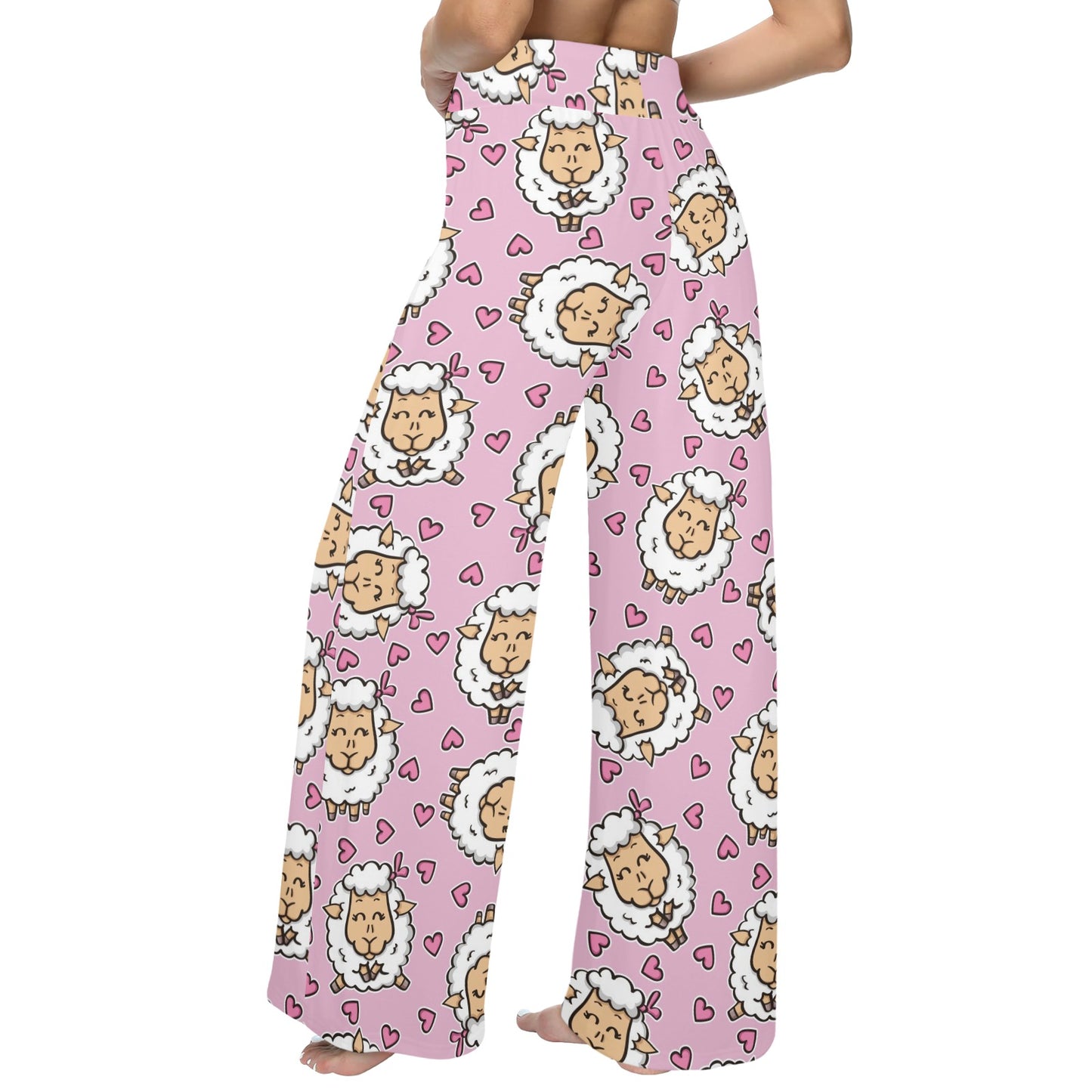 Sheep Cute Pattern Print Design 01 Women's Wide Leg Lounge Pants