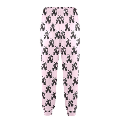 Black Cat Pattern Print Design 01 Men's Casual Track Pants