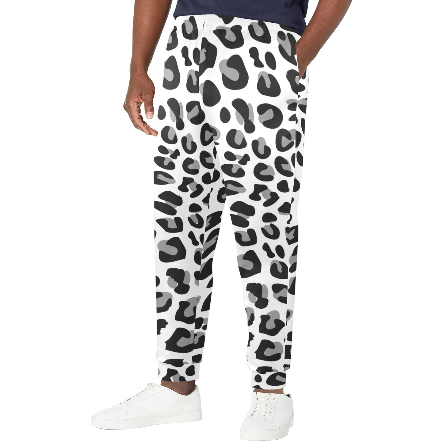 Snow Leopard Skin Print Men's Casual Track Pants