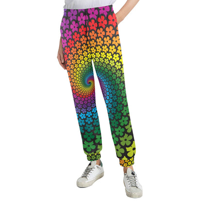 Flower Power Rainbow Spiral Print Women's Casual Track Pants