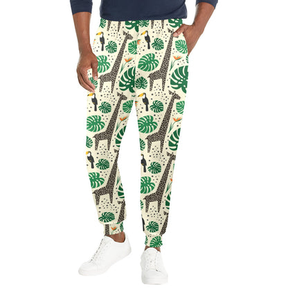 Rainforest Giraffe Pattern Print Design A02 Men's Casual Track Pants