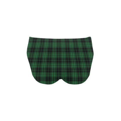 Green Tartan Plaid Pattern Men's Swimming Briefs