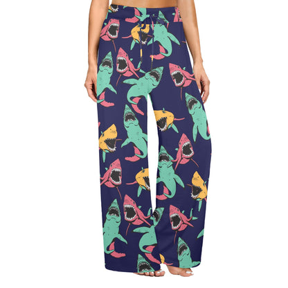 Shark Bite Pattern Women's Wide Leg Lounge Pants