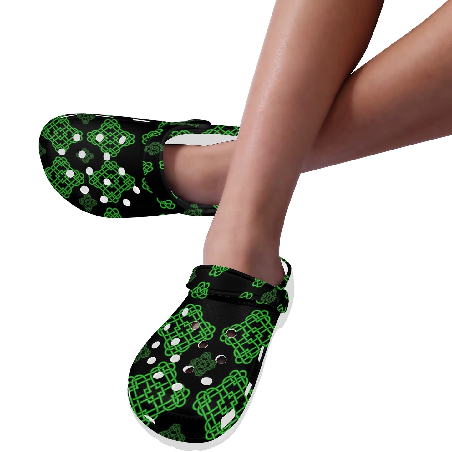 Celtic Knot Green Neon Design Unisex Clogs Shoes