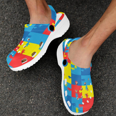 Autism Awareness Design Themed Print Unisex Clogs Shoes