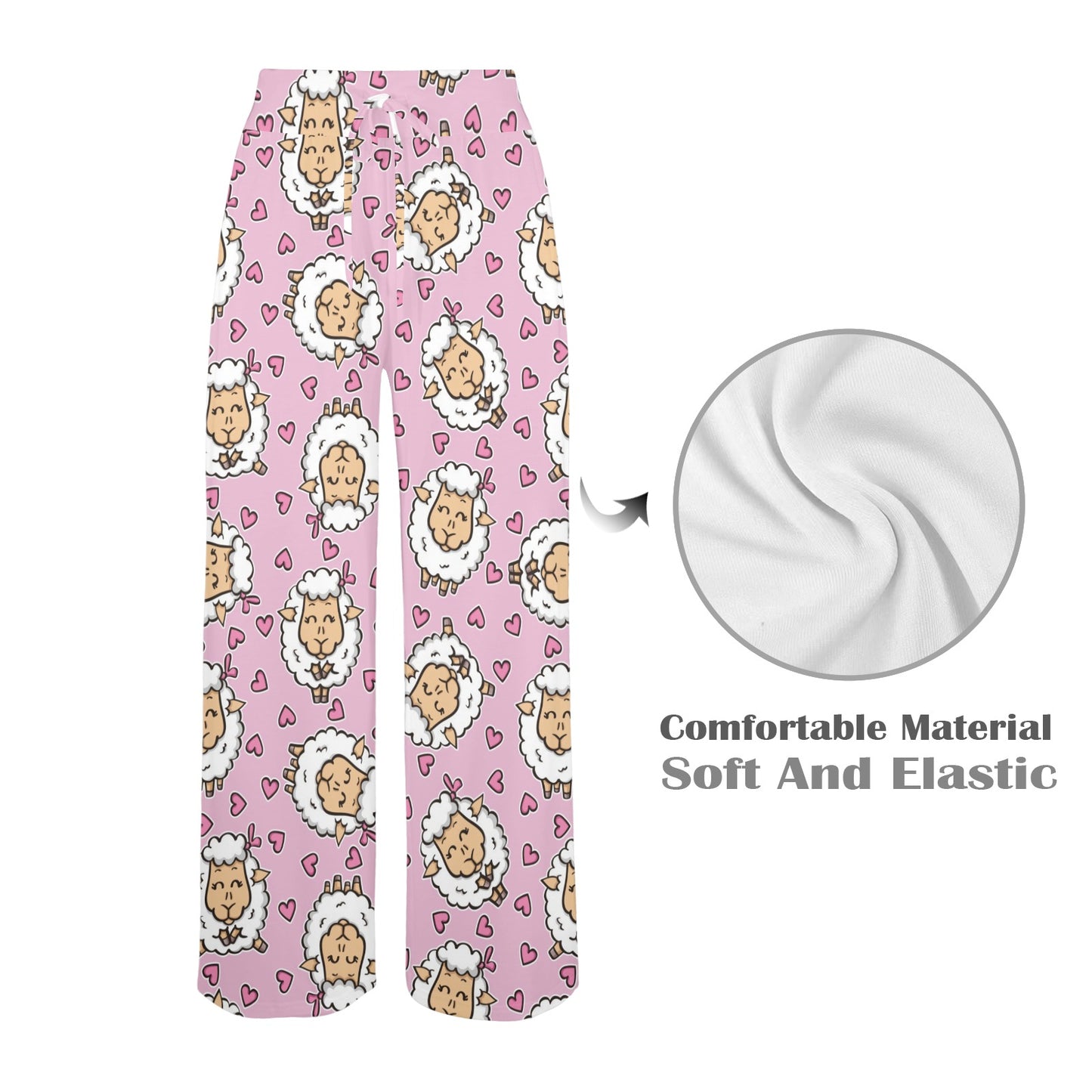 Sheep Cute Pattern Print Design 01 Women's Wide Leg Lounge Pants