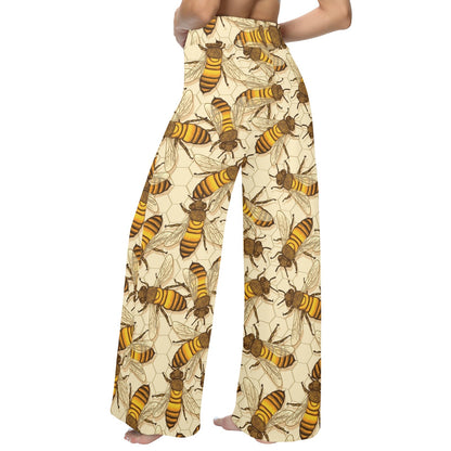 Bee Pattern Print Design BEE05 Women's Wide Leg Lounge Pants